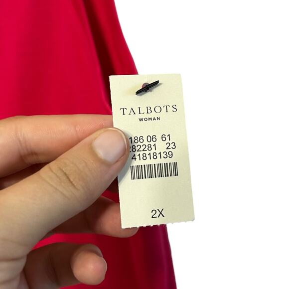 Talbots Sleeveless Pima Cotton Top NWT Women's Sz 2X Dark Pink Classic Layering - Picture 3 of 5